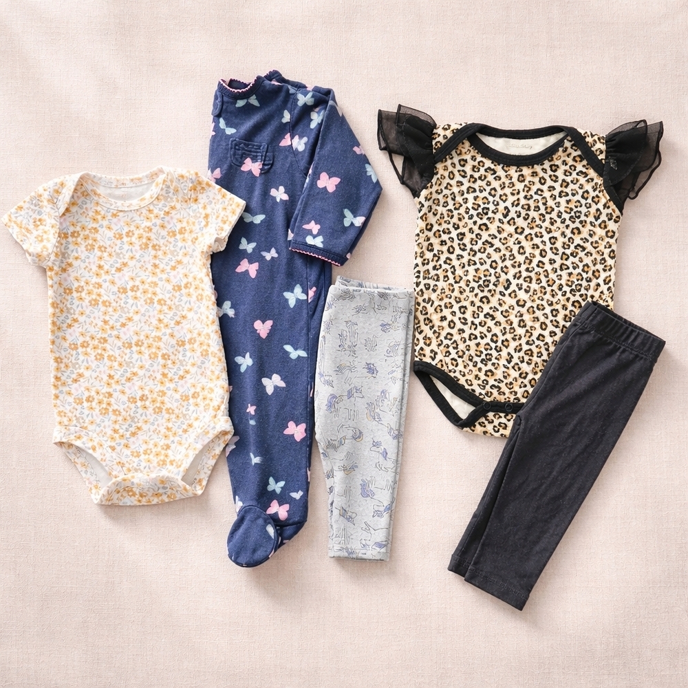 5/$25 0-3M Baby Girl Mixed Brand Bundle (5 Pieces)